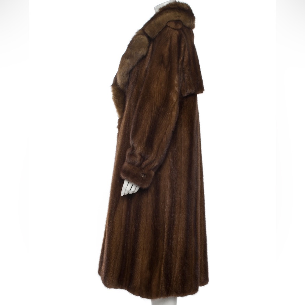 Sable trimmed Mink real fur coat - Picture 2 of 4